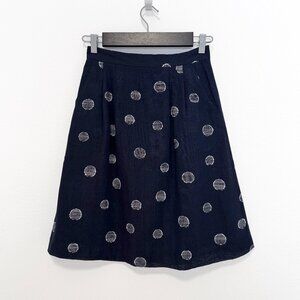 NWT Bridge & Burn Navy Polka Dot Skirt Size Small Linen and Cotton Blend